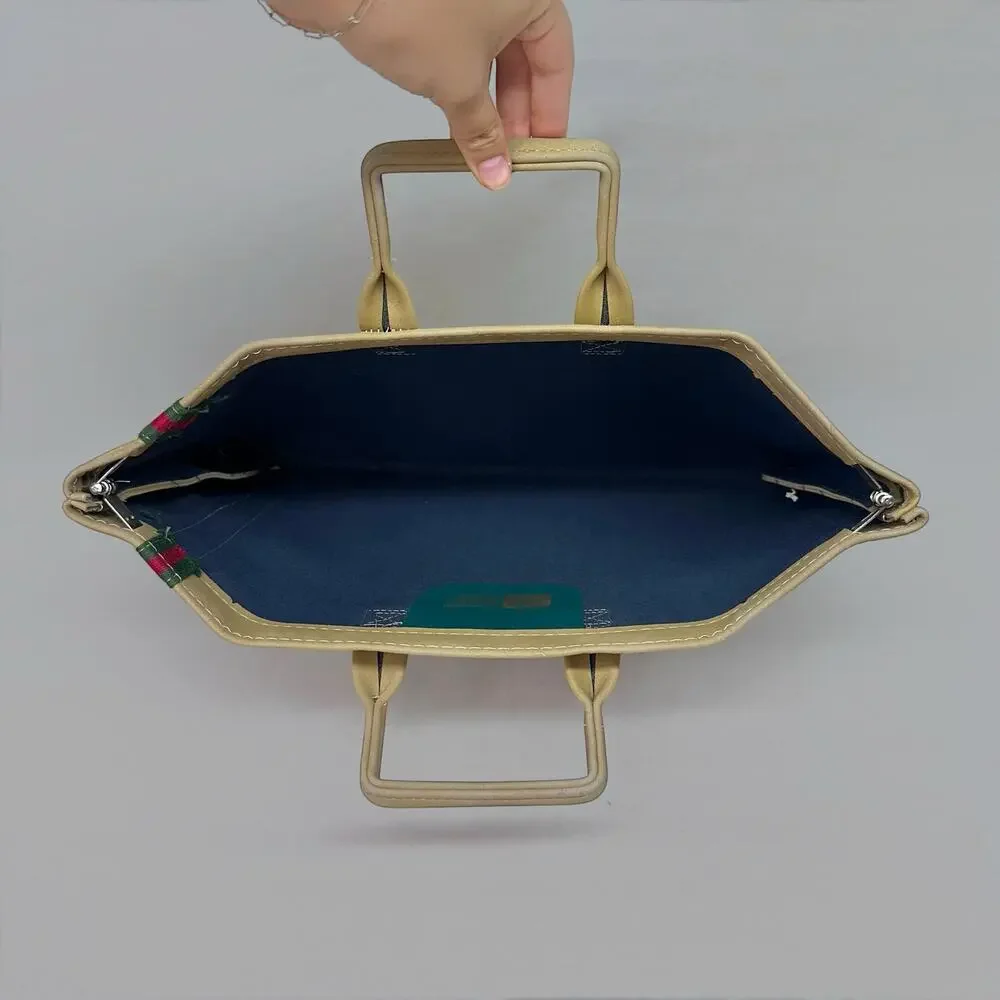 Vintage General Electric Beige Canvas Tote Bag with Green and Red Stripe Detail - Picture 3 of 4